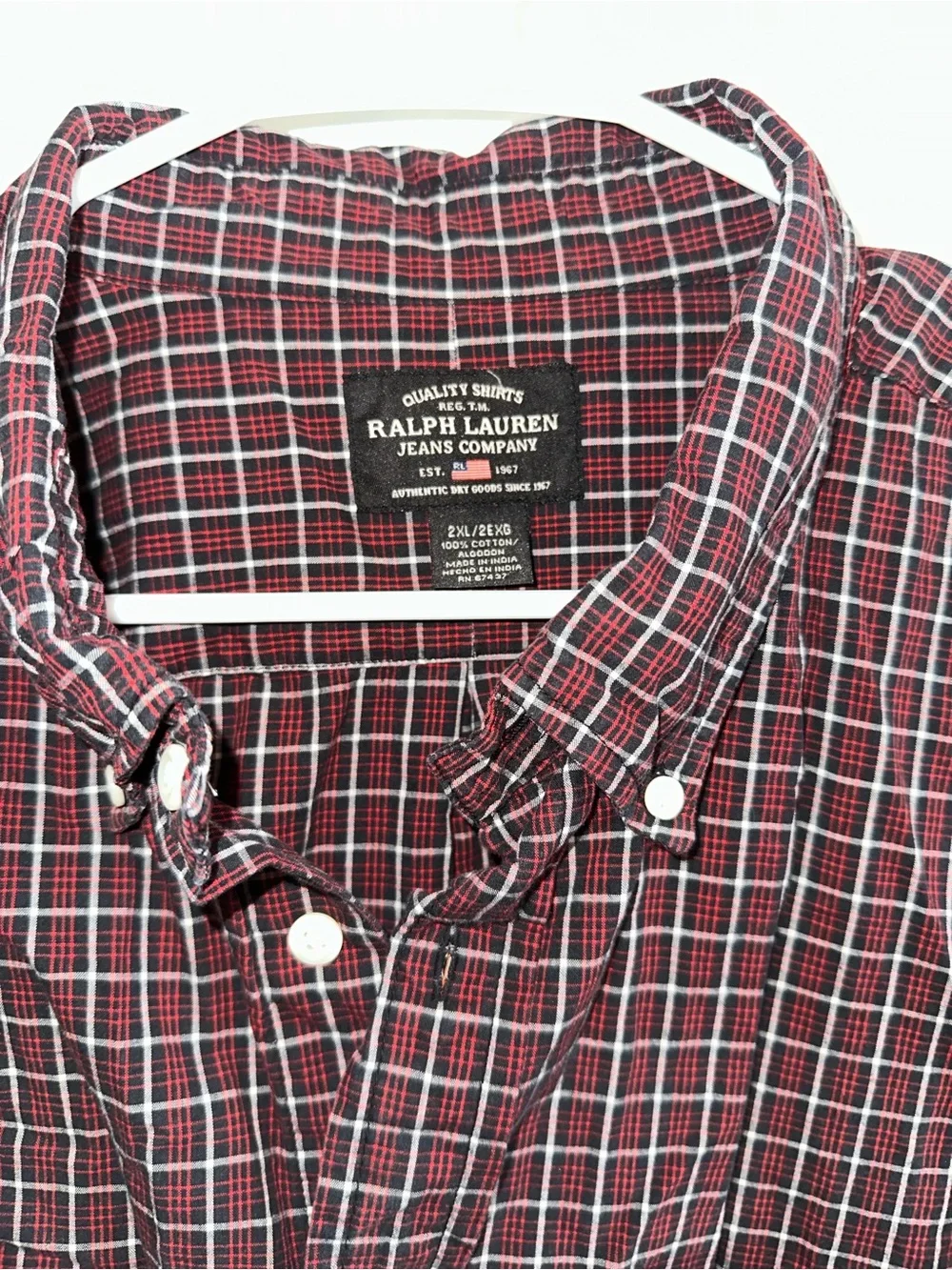 Polo by Ralph Lauren Men's Burgundy Windowpane Button-Down Shirt